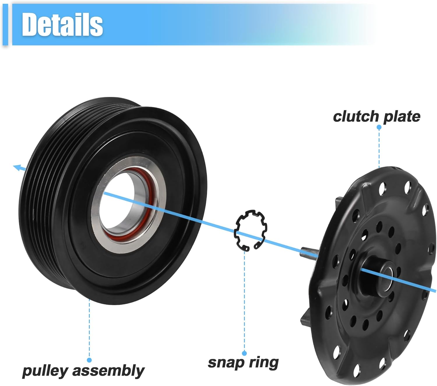 X AUTOHAUX 1 Set AC Compressor Clutch Kit Pulley Coil Air Conditioner Repair Compressors Assembly for Scion XB 2.4L 2008-2013 for Pontiac Vibe 2.4L 2009-2010