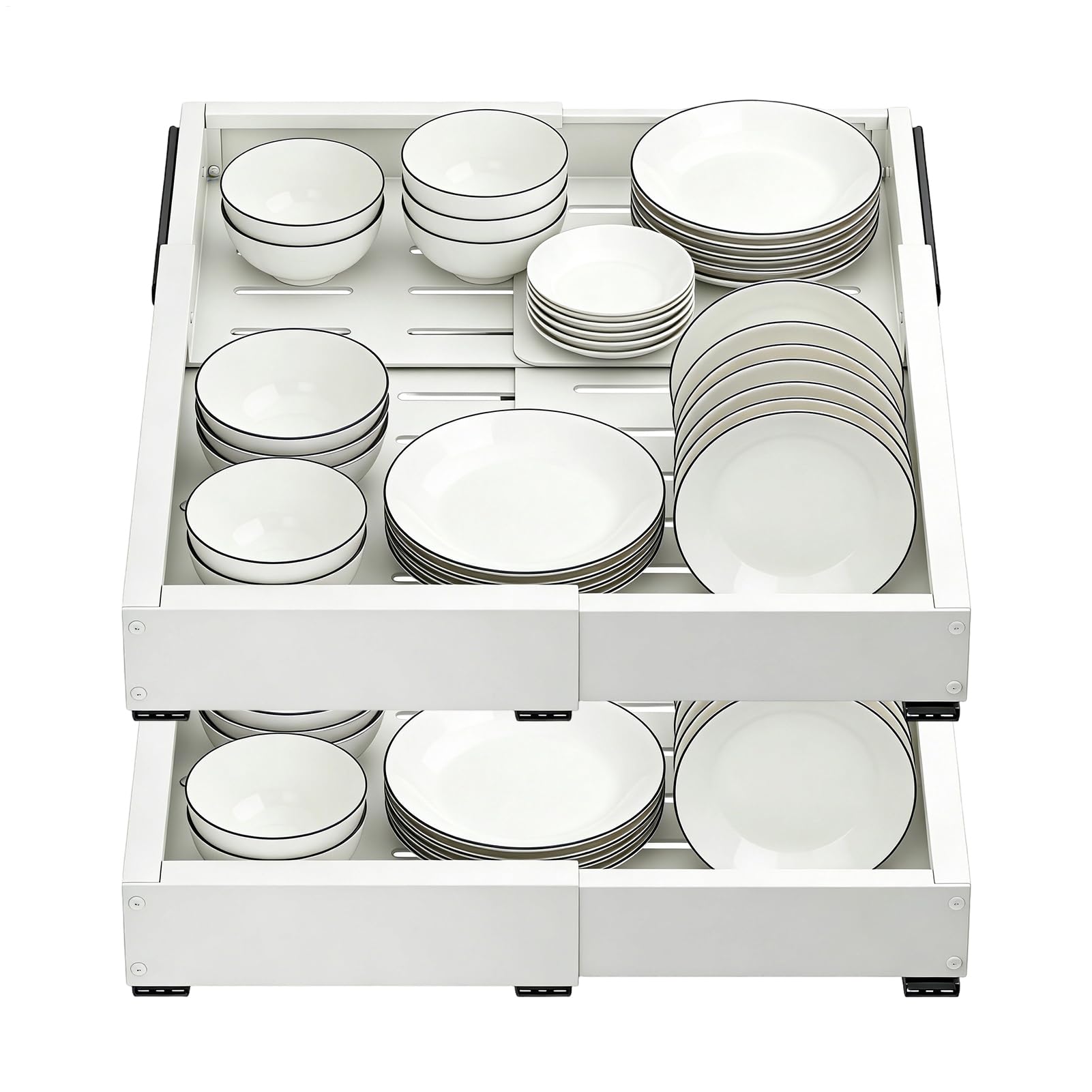 Ausziehbarer Schrank-Organizer – Organizer unter der Spüle, herausziehbares Aufbewahrungsregal, vierseitig ausziehbar (1 Packung) ohne Bohren, ausziehbare Schublade, langlebiges , Spülbecken- und