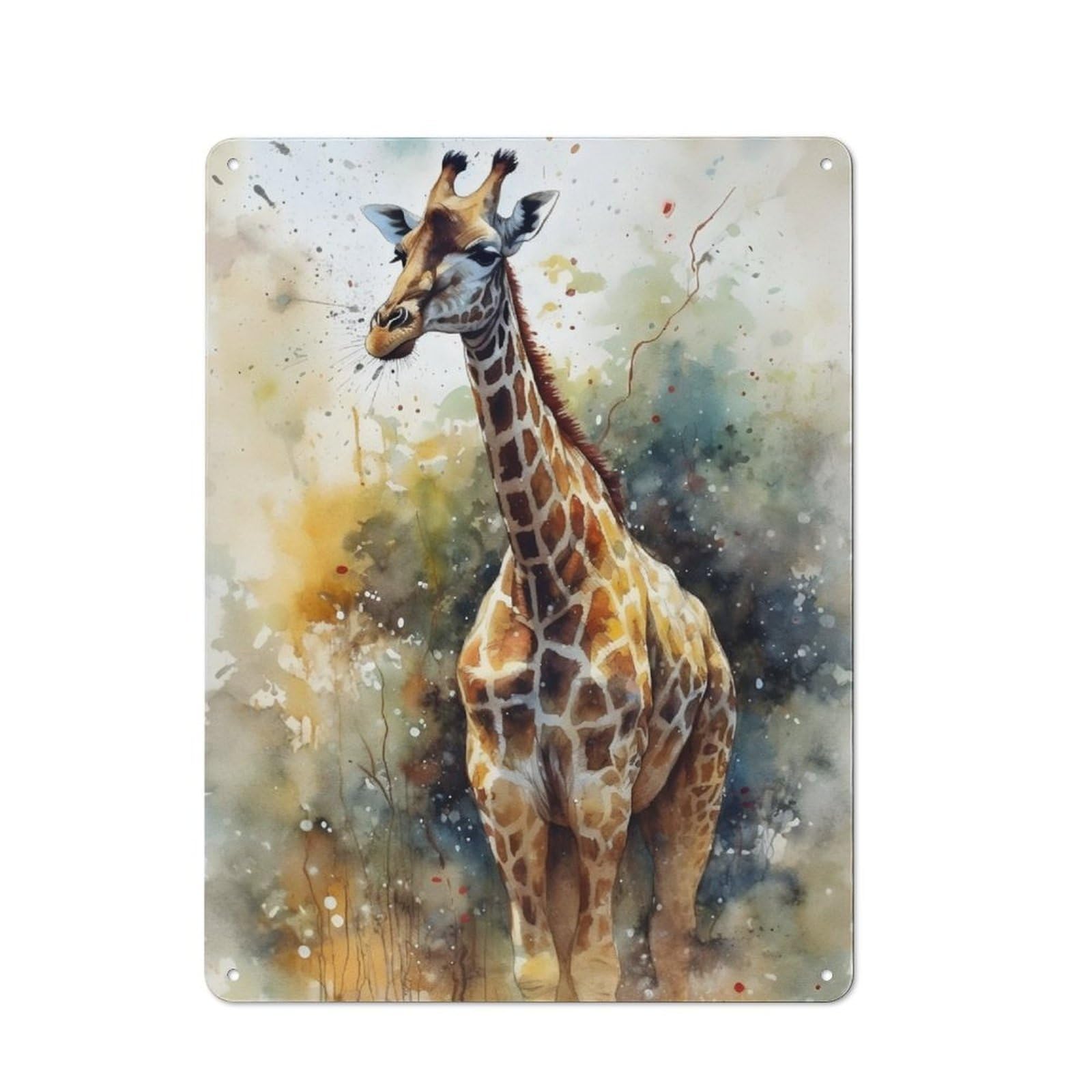 Junmoney Singgle Giraffe Vintage Metal Sign 40X30cm For Workshop Wall, With Clear Vintage Wall Decor Character