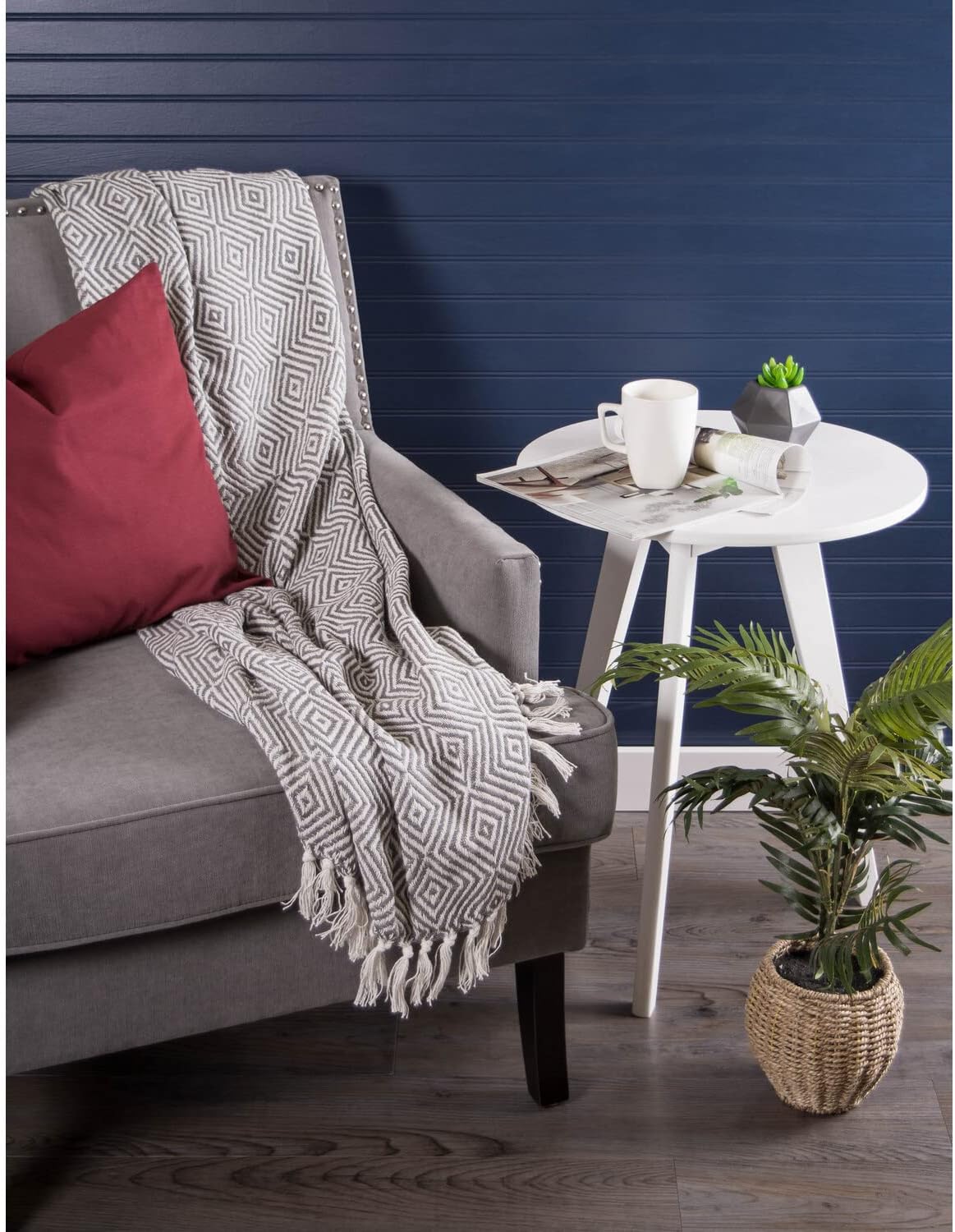 DII Diamond Throw Collection Woven Cotton, 50x60, Mineral Gray - Image 5