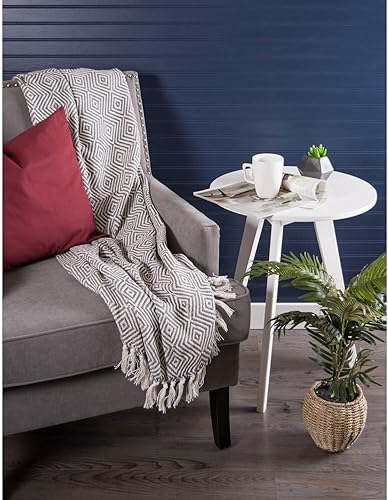 Miniatura 5 de DII Diamond Throw Collection - Manta de algodón tejido, 50x60, gris mineral