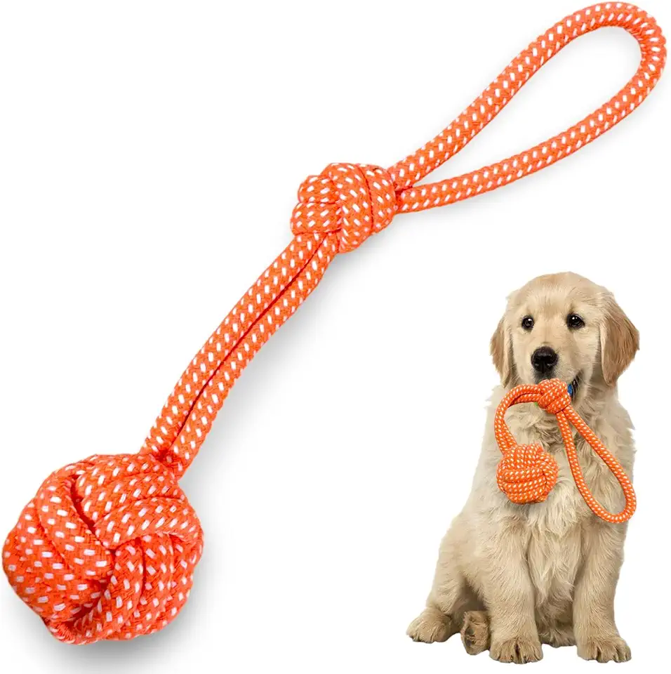 Brinquedo Pet Corda Mordedor Resistente Interativo para Cachorro Cães Forte (Laranja 37cm)