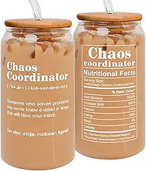 Presentes de agradecimento para mulheres, chefe, colega de trabalho, gerente, escritório, professora, enfermeira, ela, mãe - presentes de coordenador de caos - presentes de aniversário de colega de trabalho, presentes de chefe para mulheres - presentes para professores - vidro de lata de escritório