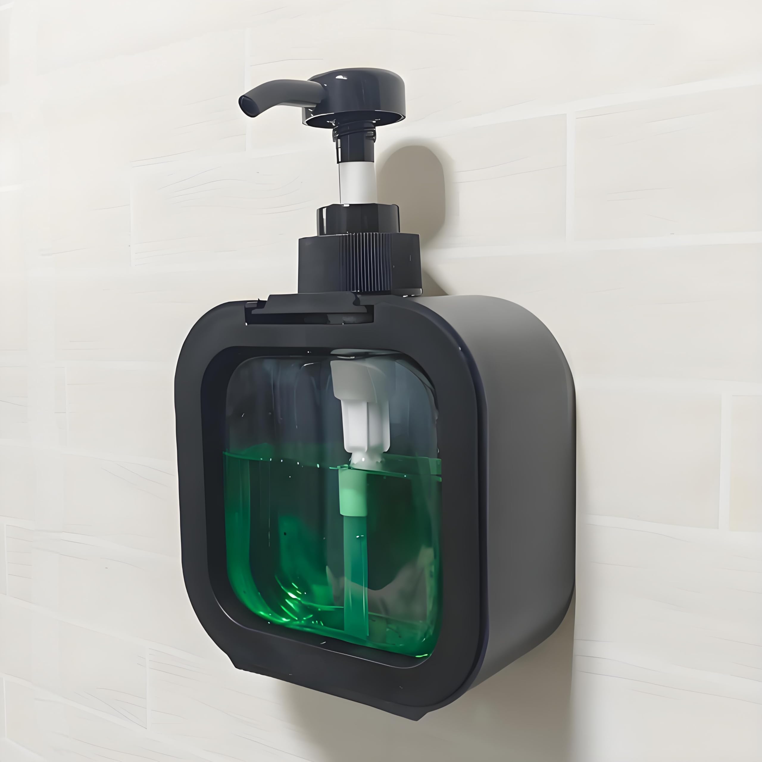 Wall Mounted Soap Dispenser, Pump &amp; Labels for Bathroom, Kitchen,10oz,Black