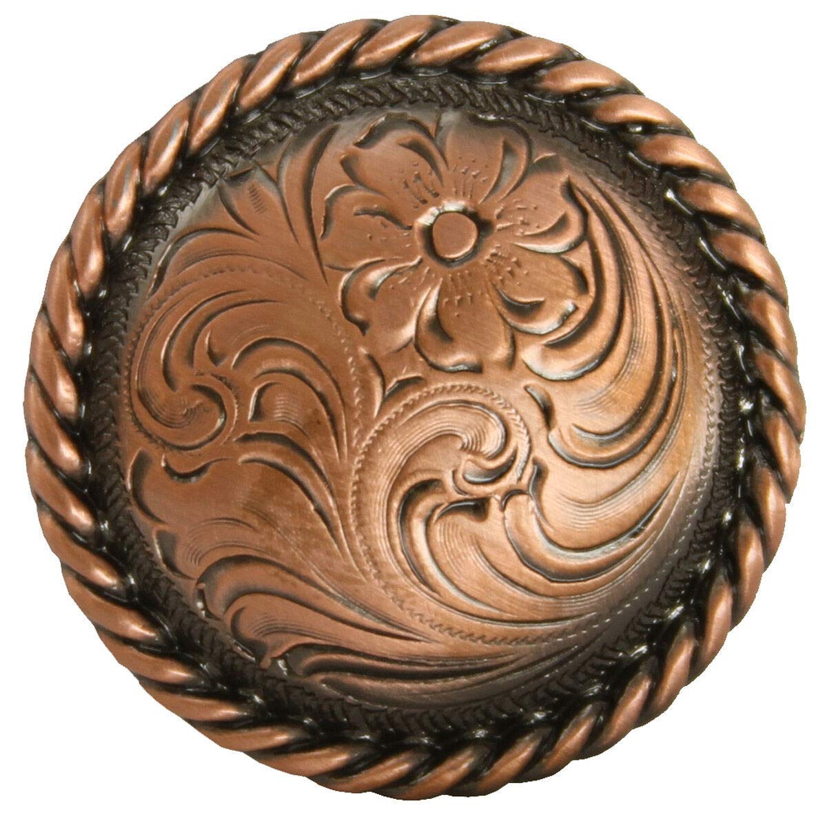 Western Leather Craft Horse TACK Copper Engraved Rope Edge Concho Screw Back 3/4"