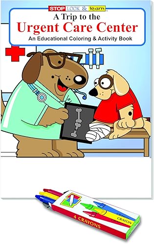 ZOCO - Visita al Centro de Atención de Urgencias - Libros educativos para colorear para niños (paquete de 50 unidades, con crayones) - Seguridad y