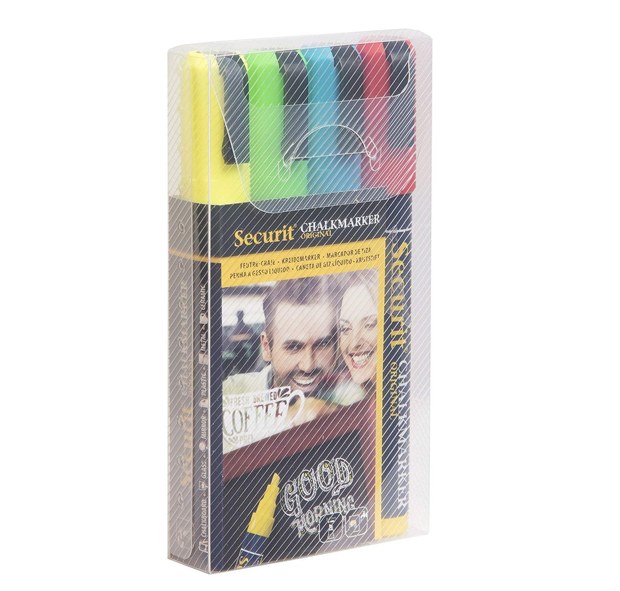 Visiodirect Lot de 4 feutres-Craie à Encre Liquide Blanc 7 à 15 mm