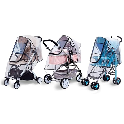 Miniatura 15 de Bemece Funda de lluvia para cochecito, accesorio universal para cochecito, protector de viaje para bebé, resistente al viento, resistente al agua,