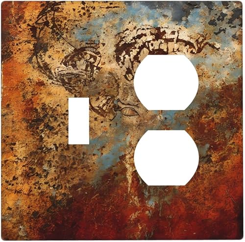YIJIKJY Light Switch Cover Plate Rusted Textures 2 Gang Decorative Switch Plates
