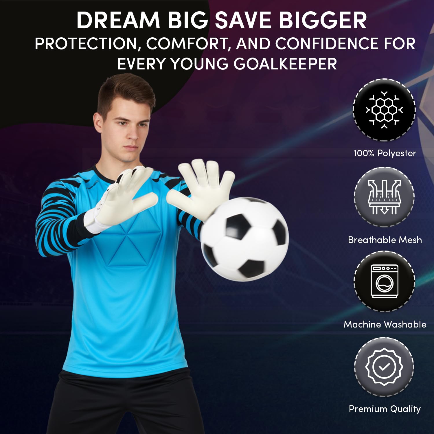 Camiseta de portero de fútbol para jóvenes y adultos, camiseta de portero de manga larga acolchada en el pecho y el codo, camiseta de portero para hombre y mujer