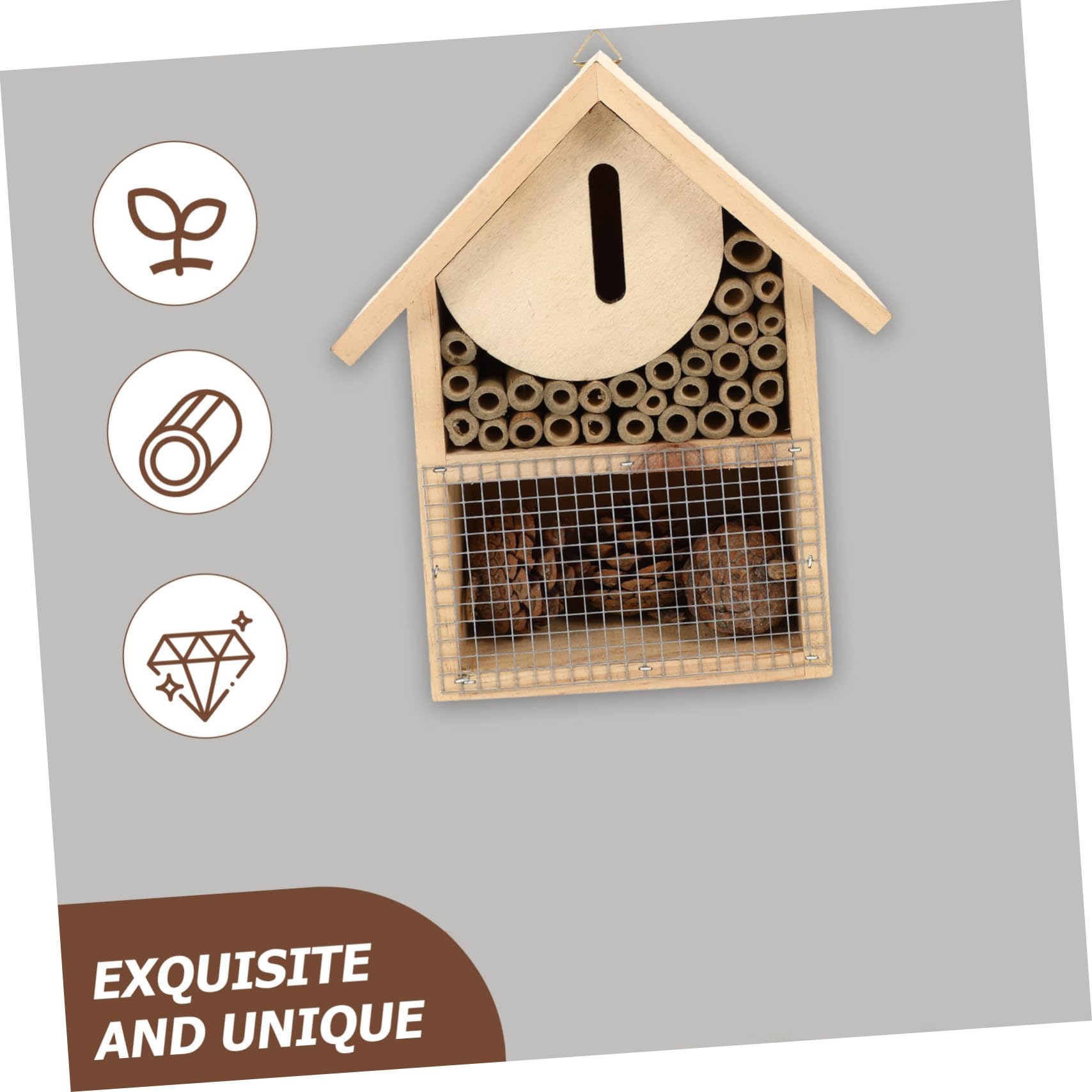 Casetta in Legno per Api Sospesa da Giardino Gancio | 1 Pezzo, Facile da Appendere, Design Decorativo, Casetta per Insetti da Esterno