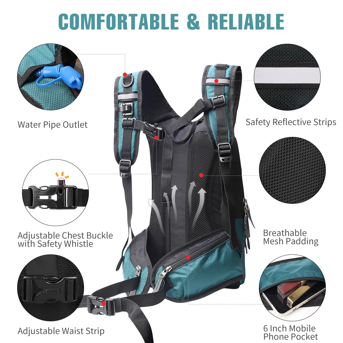 2-Pack 3L Water Bladder Hydration Backpack For Hiking, Camping, Cycling - Adjustable, Durable