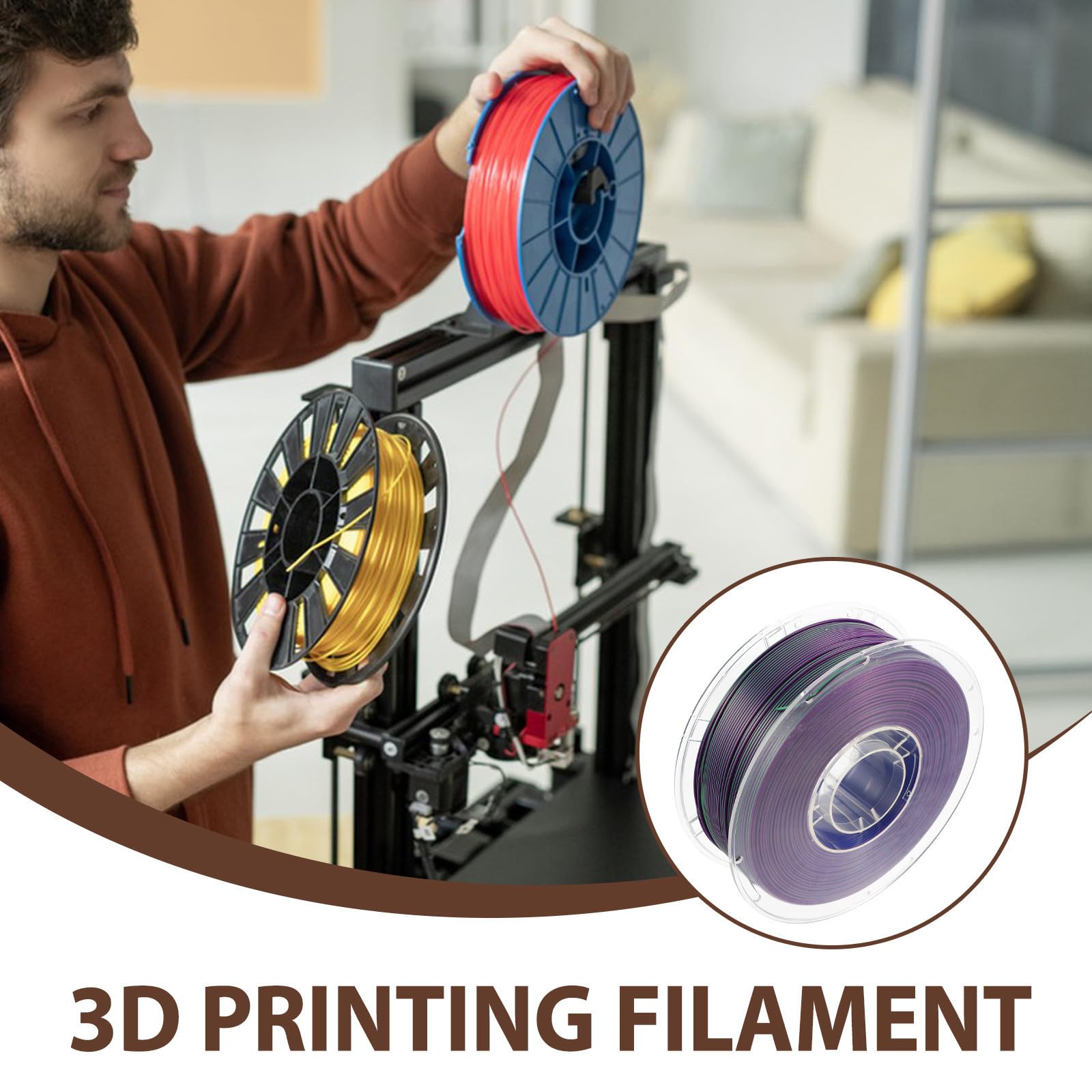 USHOBE Filamento Pla 1.75mm per Stampante 3d, Bobina da 1kg, Materiale Compatibile e Facile da Usare, per Stampa Precisa e Affidabile