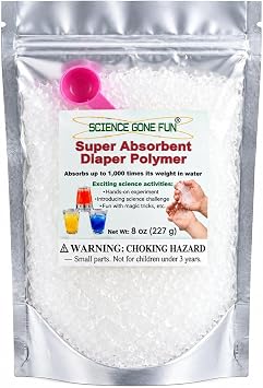 Sodium Polyacrylate Diaper Polymer, 8 Oz Bag, Science Experiment