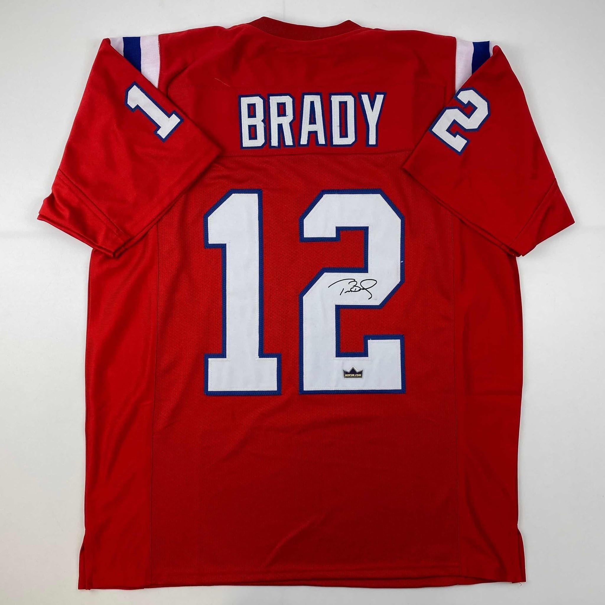 Facsimile Autographed Tom Brady New England Red Reprint Laser Auto