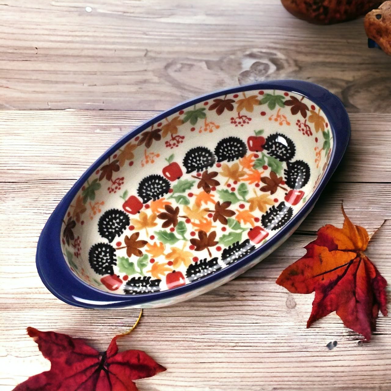 ポーリッシュポタリ 円形グラタン皿 ハリネズミ模様 UNIKAT ポーリッシュポタリ 円形グラタン皿 ハリネズミ模様 UNIKAT ポー