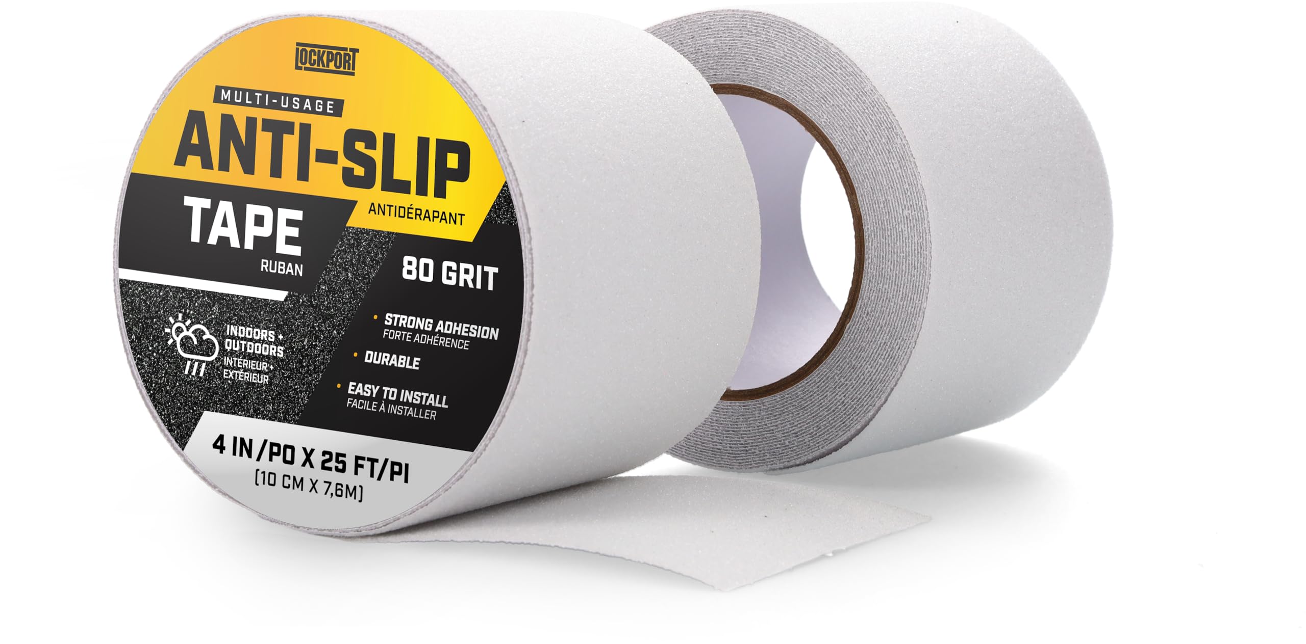 Lockport Anti Slip Tape for Stairs and Floor - Clear Grip Tape Outdoor Waterproof - 4” x 25ft for Roll - Stair Treads for Outdoor/Indoor - for Ramps