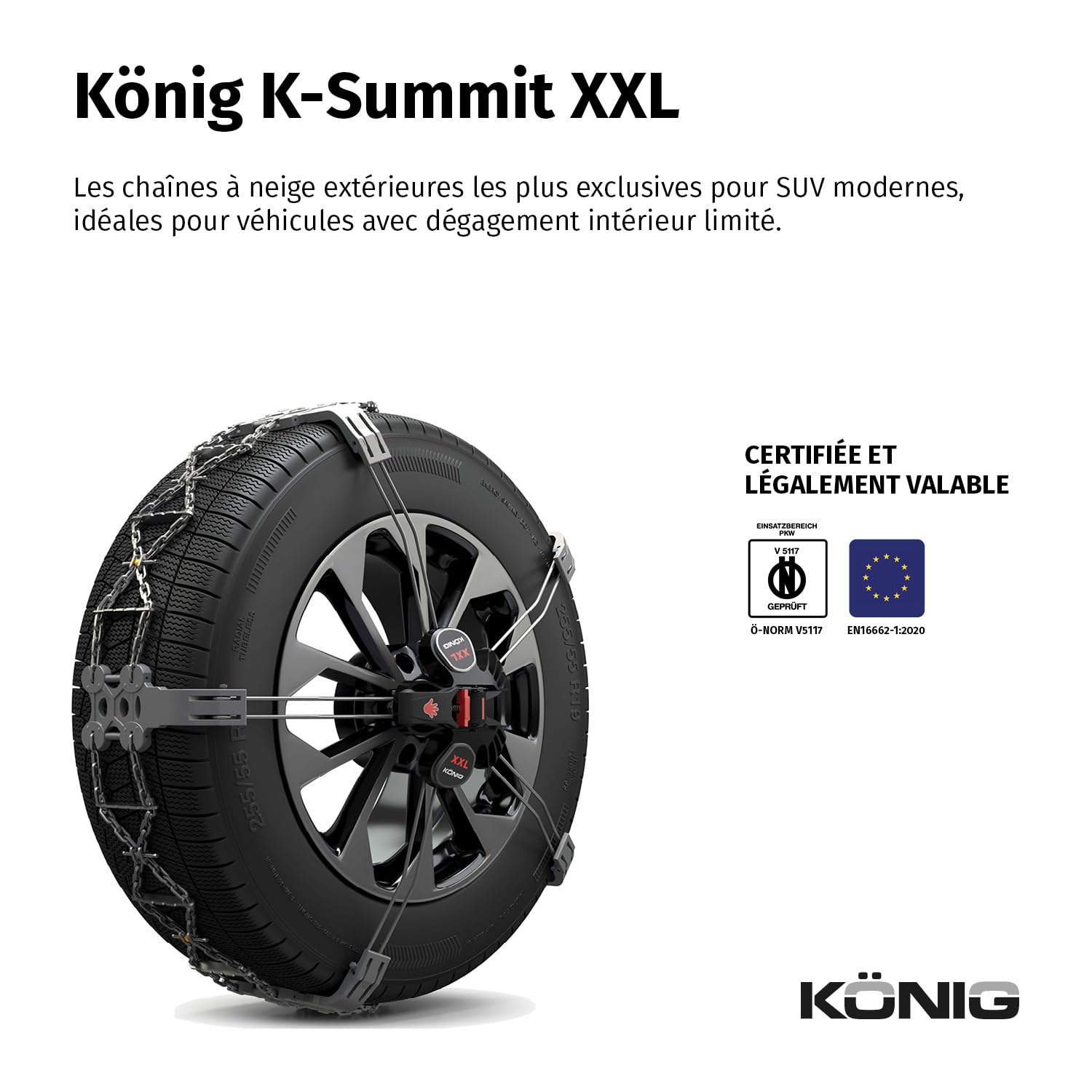 KÖNIG K-SUMMIT XXL K66 - Chaînes à Neige, Set de 2