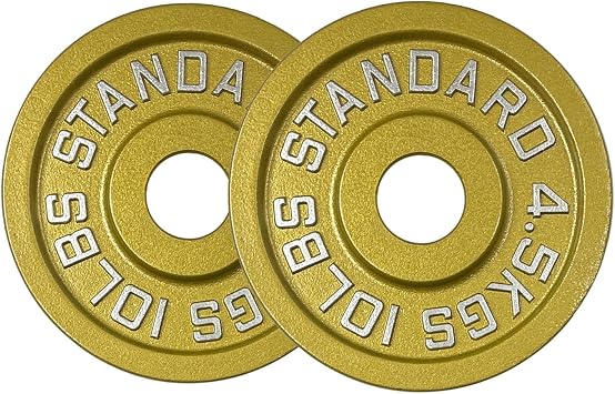 Gold Finish Olympic Steel Plates - Pairs and Sets 2 Inch Barbell Standard in Premium Gold for Weight Lifting