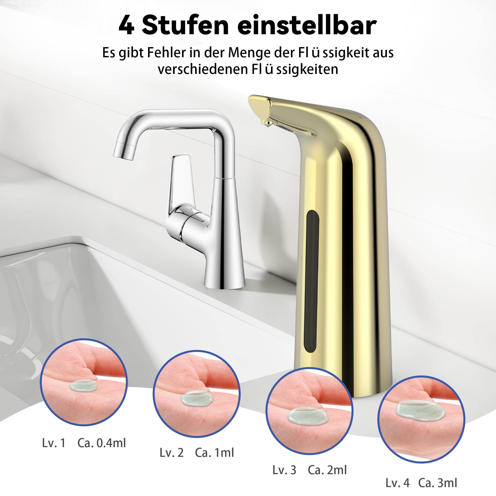 Dispensador automático de jabón sin contacto, 400 ml, para cocina y baño