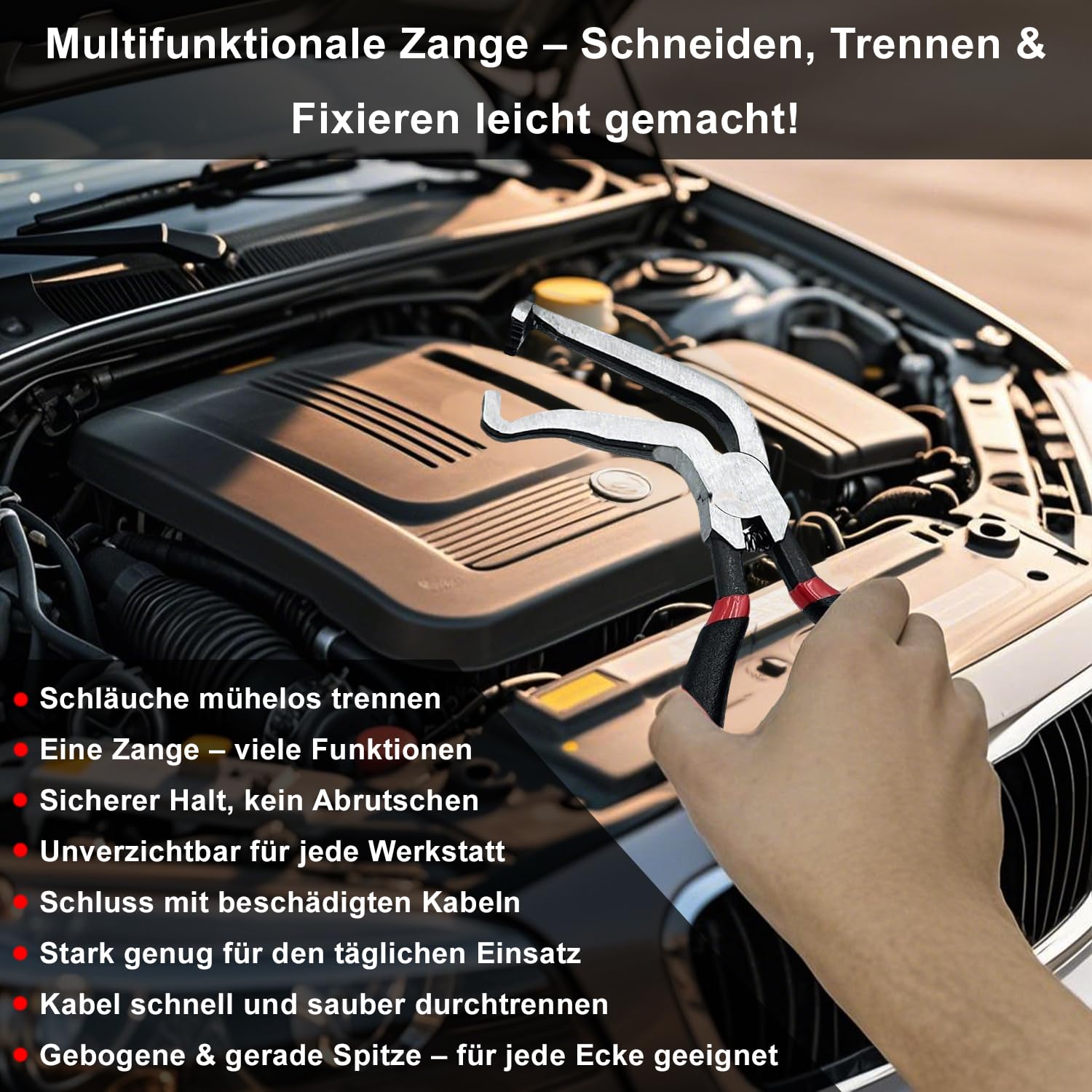 Elektrische Abziehzange, Steckverbinder-Zange für KFZ (1x Gerade & 1x 60° gebogen), Kraftstoffleitungswerkzeug mit rutschfestem Griff, Trennsatz für Luftmassenmesser und Einspritzdüsen