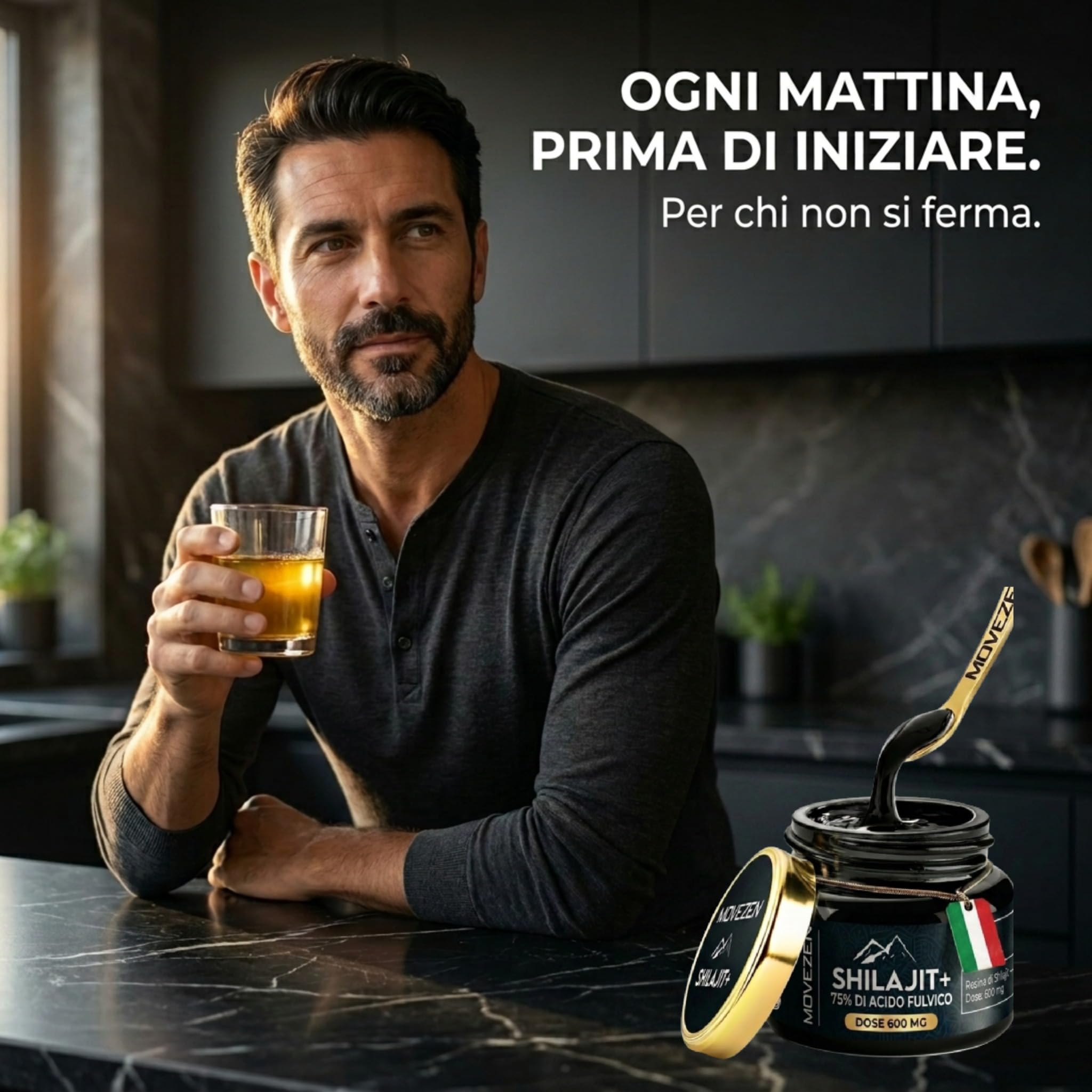 Shilajit Puro Movezen 30 g, Resina Pura di Shilajit +, >75% Acido Fulvico Testato Eurofins, Origine Himalaya Fino a 5000 M, Ricco di Minerali, Senza Additivi, Qualità, 50 Giorni, Cucchiaino Incluso