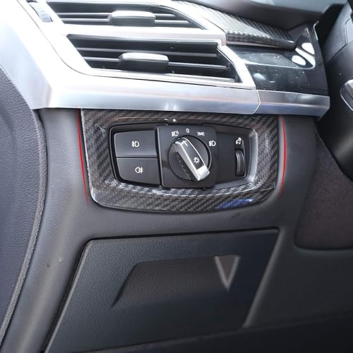 CHEYA Fibra de carbono real para BMW X5 f15 2014-2018 interruptor de faros de coche decoración marco accesorios