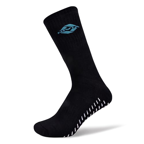 Nivia Court Bamboo Socks with Silicon Grip for Men, High Ankle Badminton Socks, Soft Breathable Fabric with Moisture Wicking & Anti-Odour Properties, Ideal for Badminton, Tennis, Gym (Black-Blue)