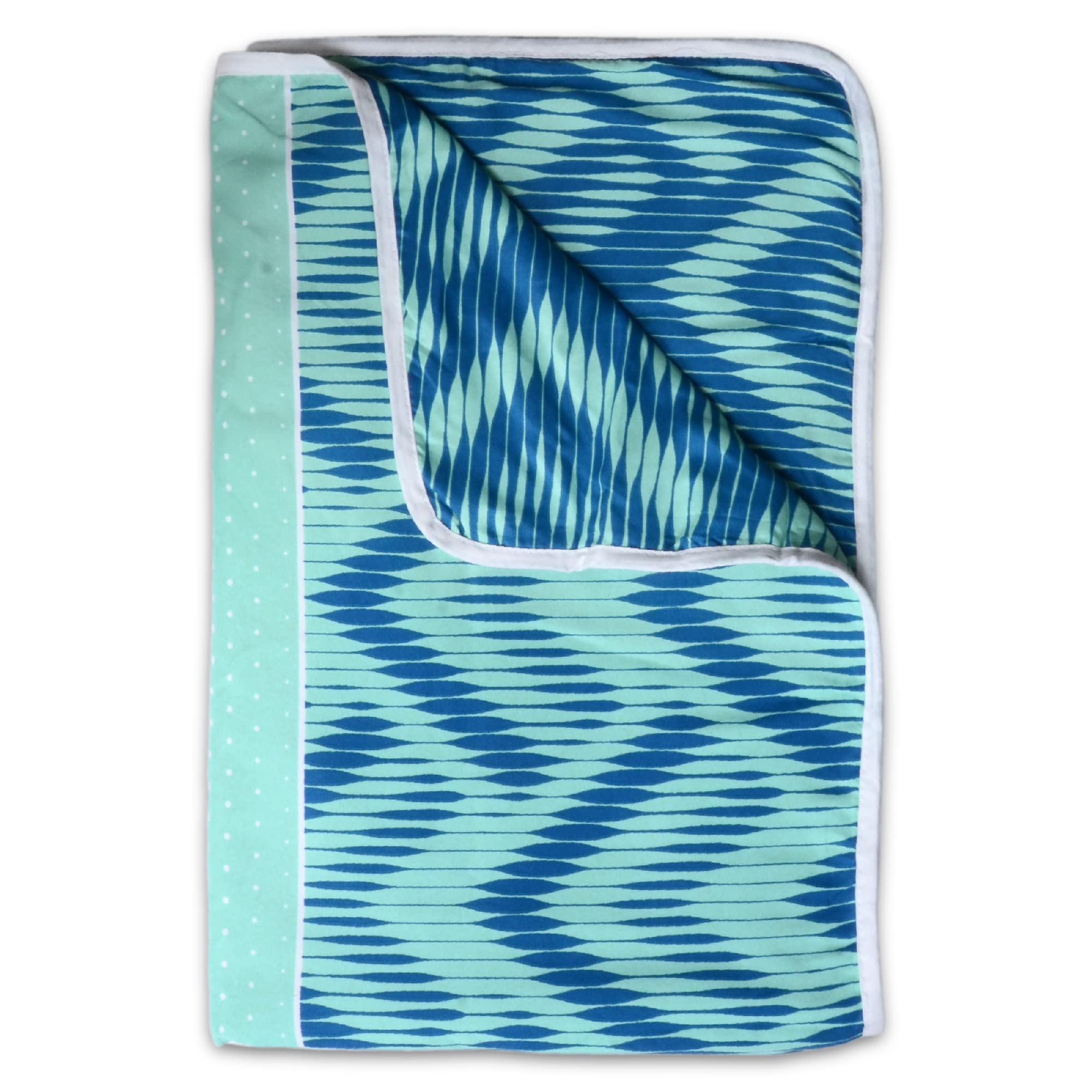 Divine Casa 120 GSM Microfiber Single Dohar | Soft & Lightweight Throw Blanket | Cozy & Breathable | All-Season Comfort | 210 x 140 CM | Chevron Pattern | Aqua Chevron
