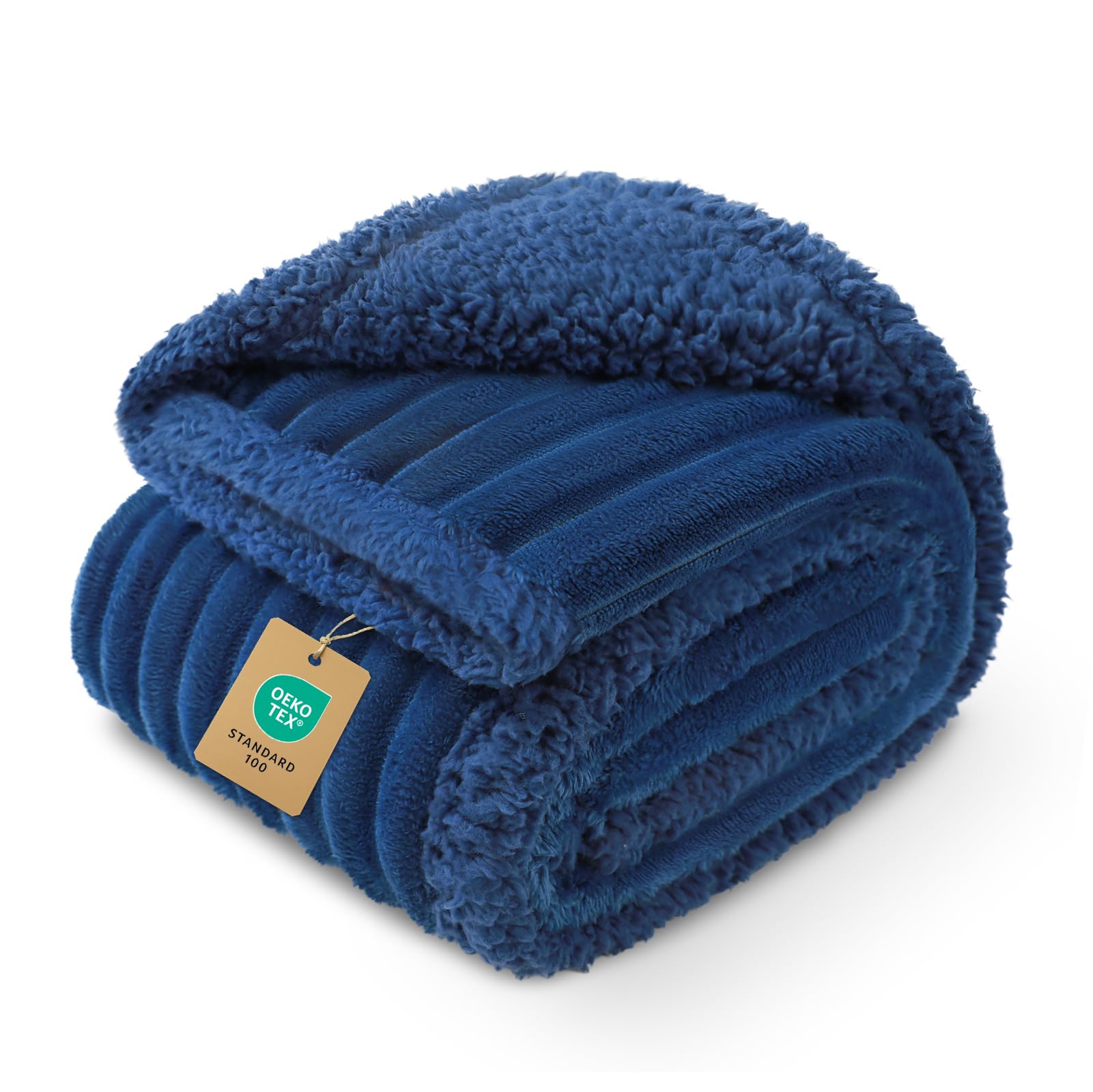 Luciphia Waterproof Blanket for Medium Large Dogs Puppy Soft Reversible Sherpa Small Pet Cat Cut Pile Warm Fleece Washable Furniture Protection for Couch Bed Car Navy Blue,S(40''x28'')