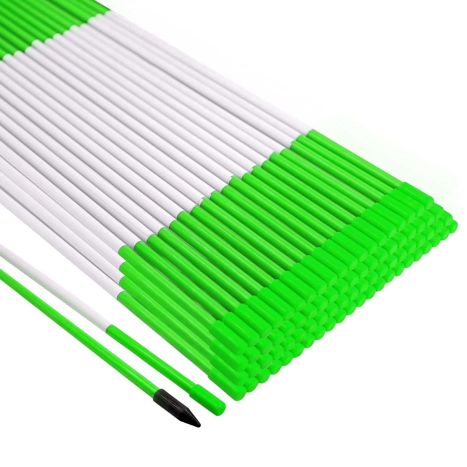Growsun Driveway Marker 48 inch Green Fiberglass 5/16 inch Dia Snow Fence Reflective Plow Stakes for Yard Walkways Parking Lots Safety Rods Edge, 25 Pack