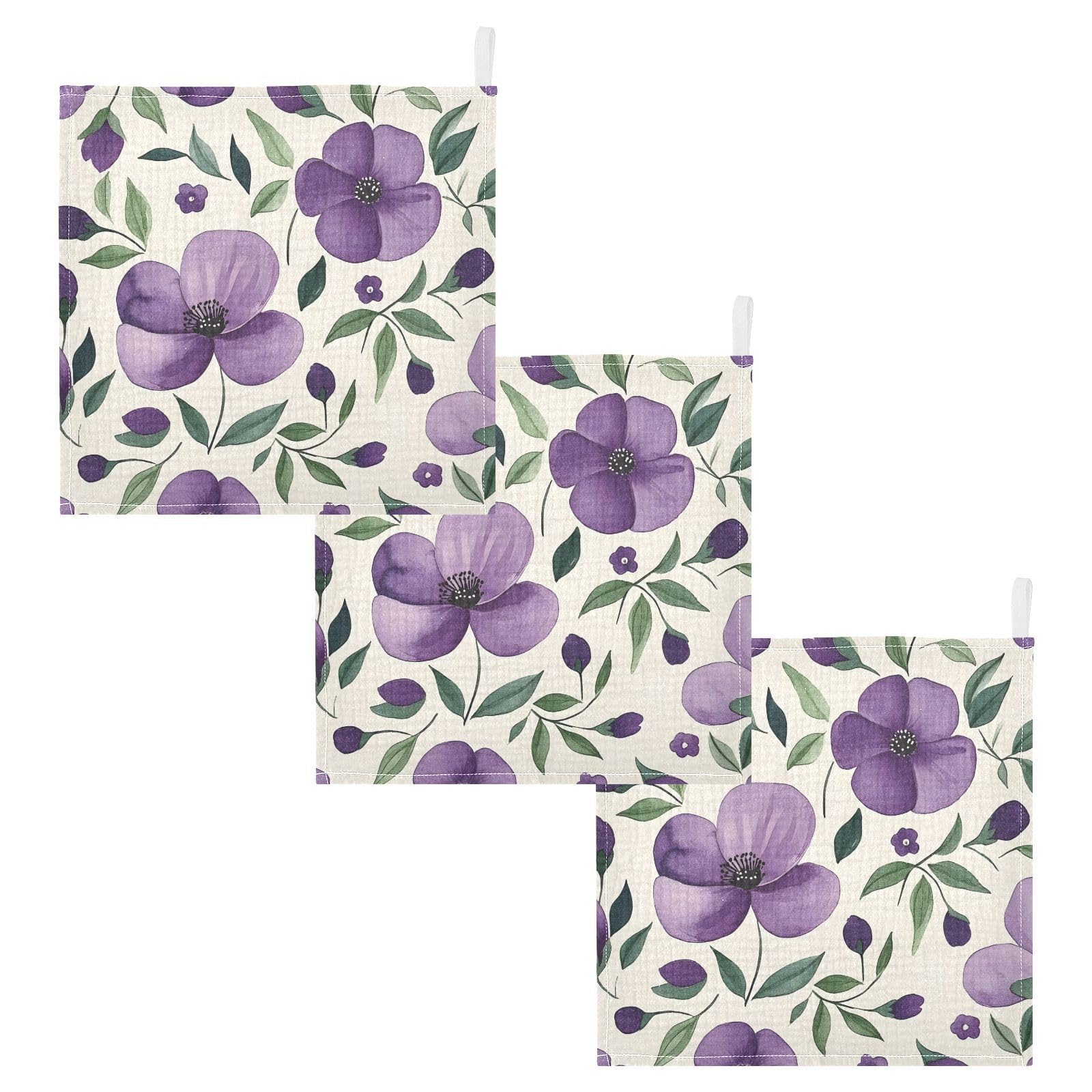 YETTASBIN Watercolor Floral Muslin Baby Hand Washcloths Soft Cotton Bath Face Towel 4 Layers Extra Absorbent Feeding Burp