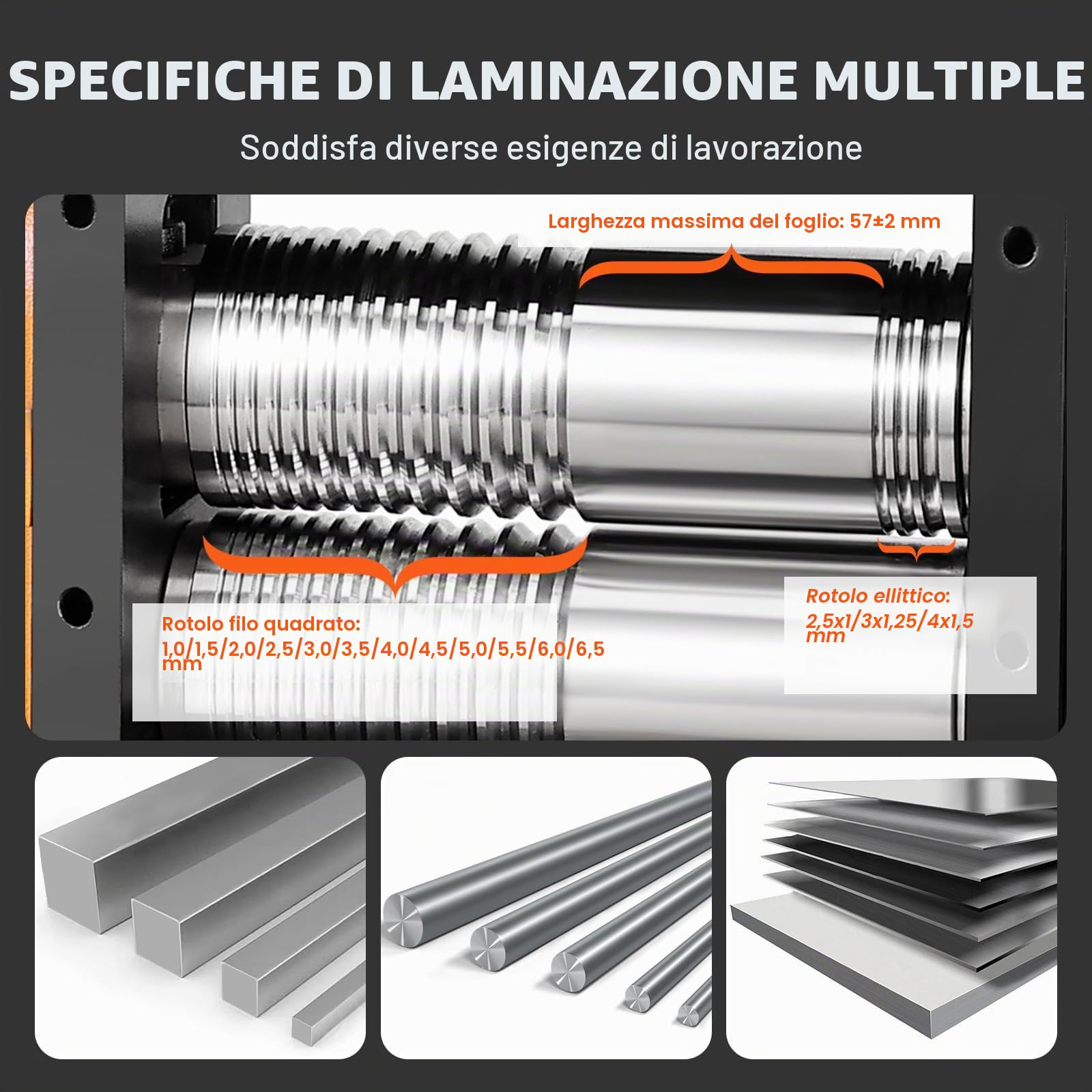 VEVOR Laminatoio per Gioielliere Larghezza 57mm, Laminatoio per Gioielli Spessore 0-5,5mm Rapporto di Trasmissione Regolabile 1:2 per la Lavorazione di Gioielli Lamiera Oro Argento Anello Bracciale