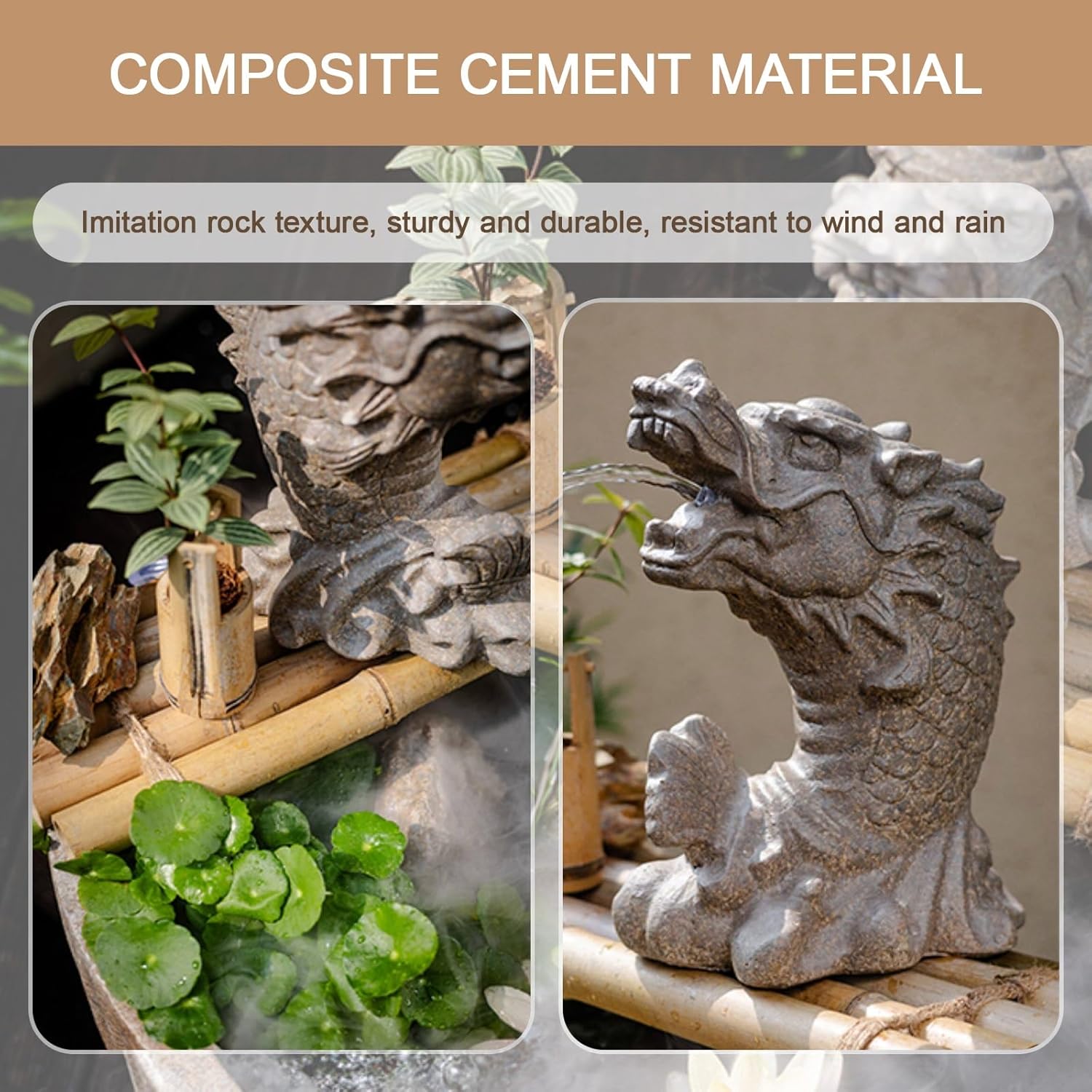 Garden Decor Koi Pond Spitter, Fish Tank Automatic Circulation Water Landscaping Ornaments, Waterscape Sculpture, Outdoor Decoration
