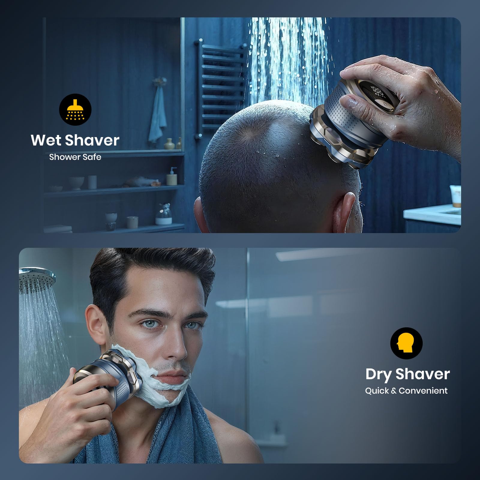 Afeitadora de cabeza 7D, afeitadoras de cabeza magnética mejoradas 2025 para hombres calvos, IPX7, impermeable, húmedo/seco, maquinilla de afeitar eléctrica para hombres, afeitadoras