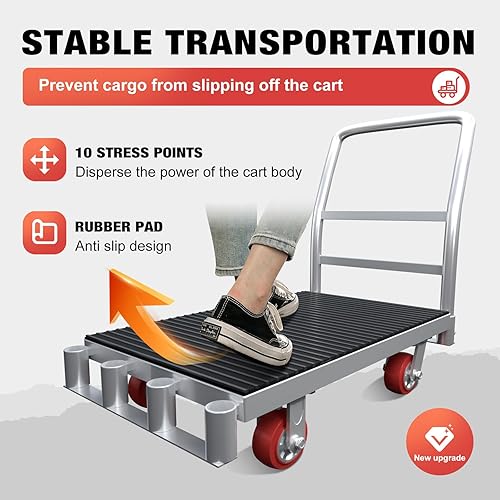 Miniatura 5 de Camión de panel resistente 2 en 1, carrito de plataforma de 42 x 24 pulgadas con alfombrilla de goma y 3 pasamanos, carrito de madera y paneles de
