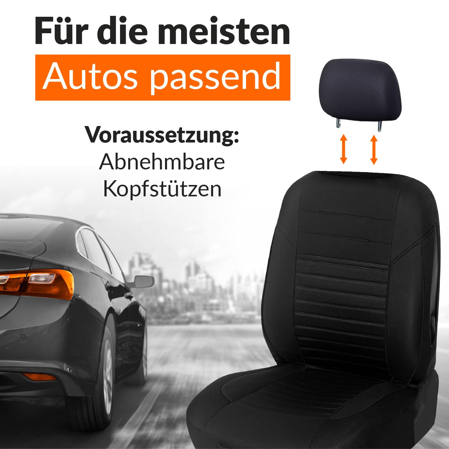 Upgrade4cars Autositzbezüge Set Universal | Autoschonbezüge Vordersitze & Rückbank | Autositzbezug Schwarz | Autozubehör Innenraum Deko | Geschenke für Frauen und Männer