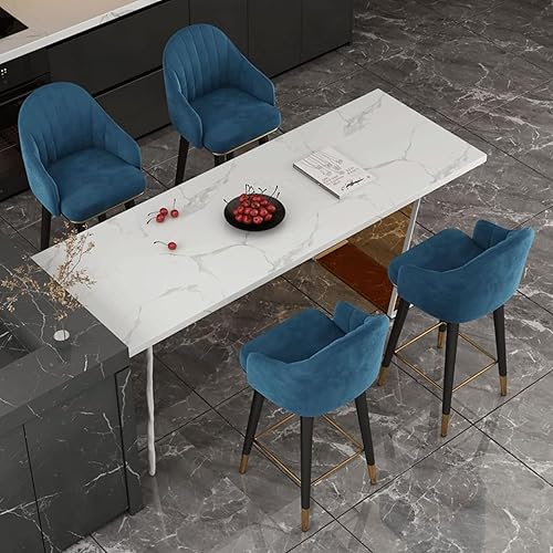 Miniatura 6 de Juego de 2 sillas de bar giratorias de terciopelo, taburetes altos con respaldo curvo y reposapiés, taburetes Altos para el hogar, Pub, cocina y