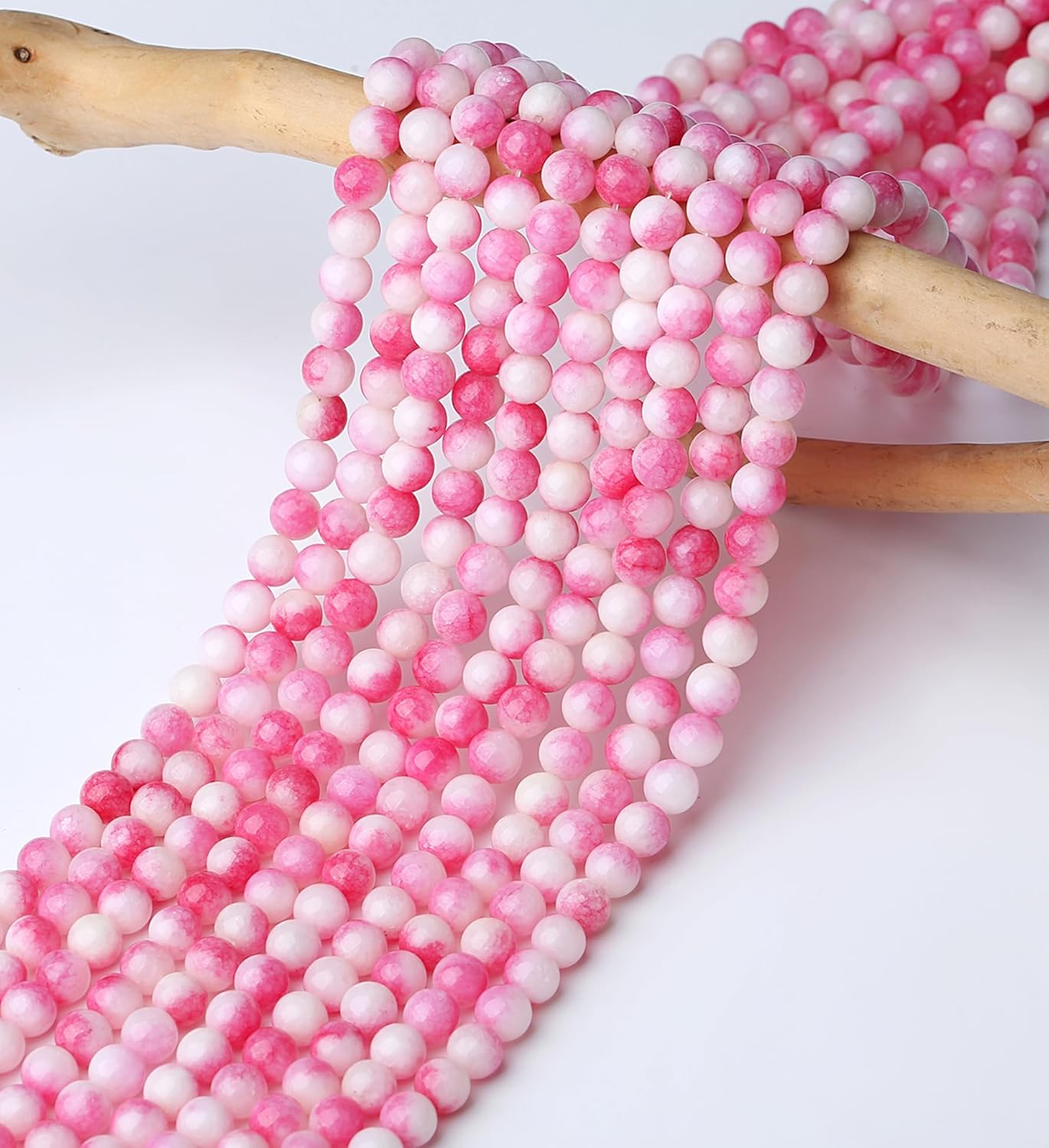 Natural Stone Beads 100pcs 8mm Pink Tourmaline Jade Round Stone Beading Loose DIY Smooth Beads for Bracelet Necklace Earrings Making - Image 4