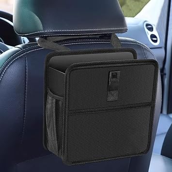 Car Trash Can, Hanging Waterproof & Leakproof Autmotive Storage Bag, Foldable Washable Vehicle Garbage Container, 2 Gallon Portable Auto Rubbish Bin for Sedan SUV Truck Small