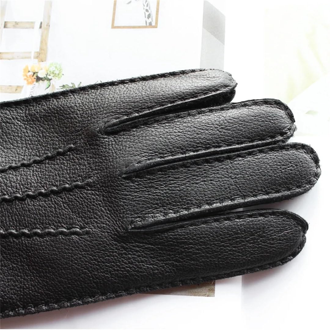 Damen Handgenähte Touchscreen Leder Hirschleder Handschuhe Wolle Strickfutter Wellpappe Fahrhandschuhe Braun Touchscreen 9