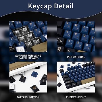 Blue Samurai Keycaps 129 Keys, Cherry Profile Dye Sublimation Keycaps for Gaming Keyboard, PBT Customized keycaps Set with Puller for Cherry Mx Switches Mechanical Keyboard