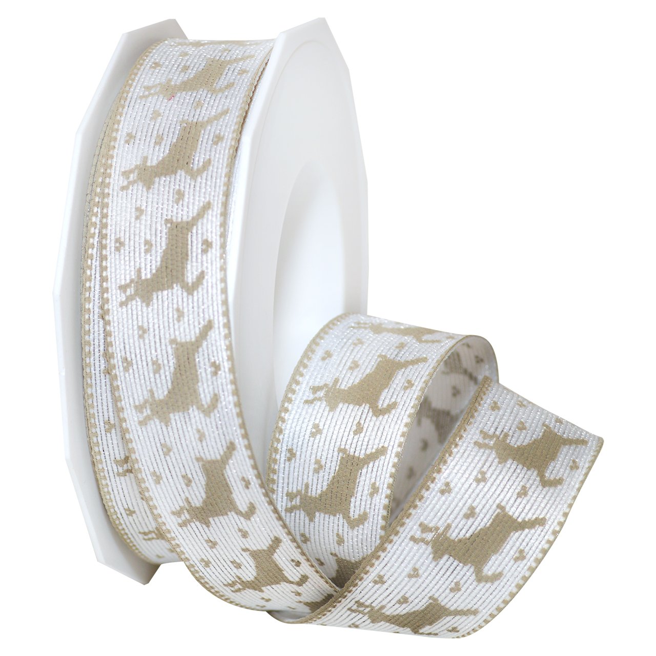 Morex Ribbon Morex 70125/15-205-Nastro Cervino, in Poliestere cablato, 2,5 cm x 16,5 m, Cervo Tortora, Articolo 70125/15-205