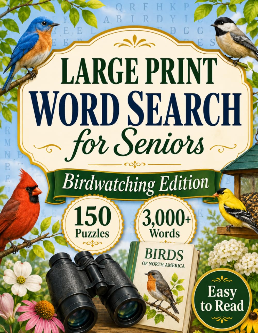Large Print Word Search for Seniors: Birdwatching Edition: 150 Fun Puzzles with 3,000+ Words — Backyard Birds, Forest Birds, Waterbirds, Bird Behaviors, and the Birdwatching Life