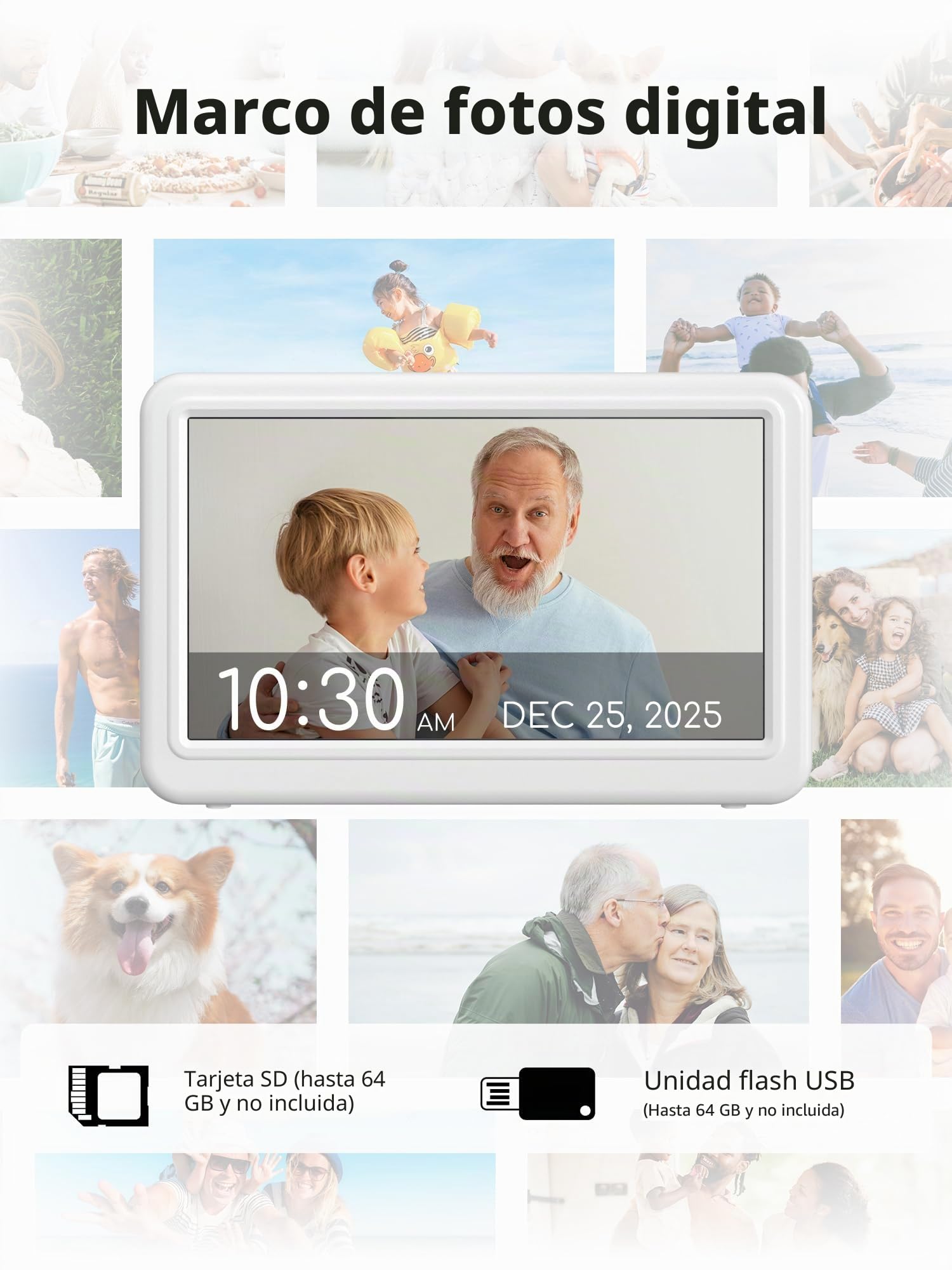 Mesqool Reloj Digital para Personas Mayores con Fecha y Día, Pantalla Grande de 18 cm, Despertador con Calendario, 20 Alarmas y 20 Recordatorios, Fácil de Leer