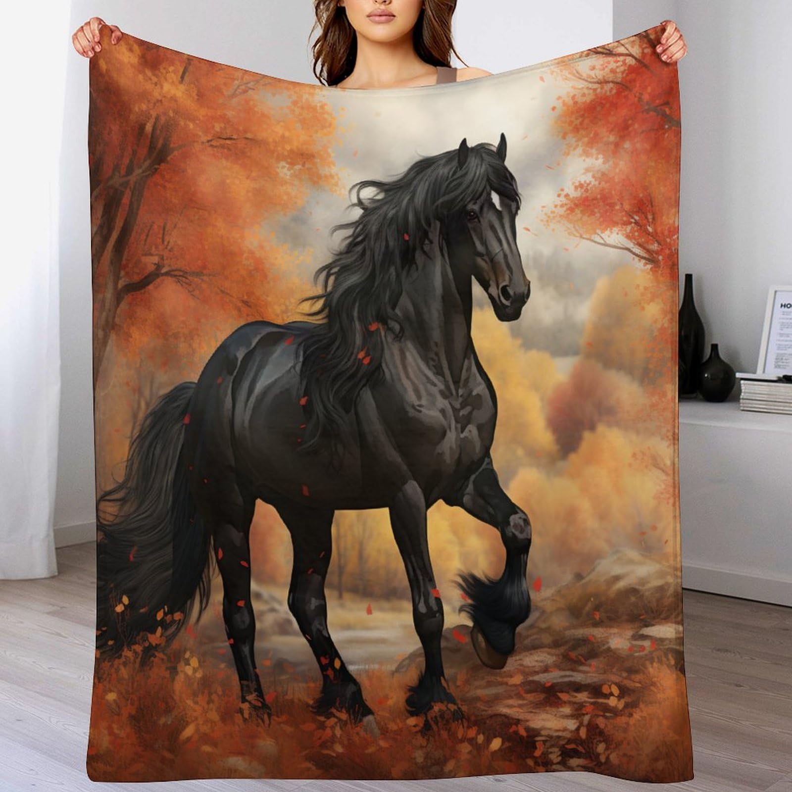 Couverture polaire cheval pour des soirees cocooning chaleureuses au salon