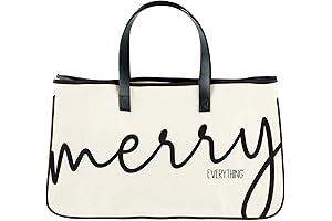 Merry Everything Tote Bag Holiday Collection Black and White 100% Cotton Canvas...