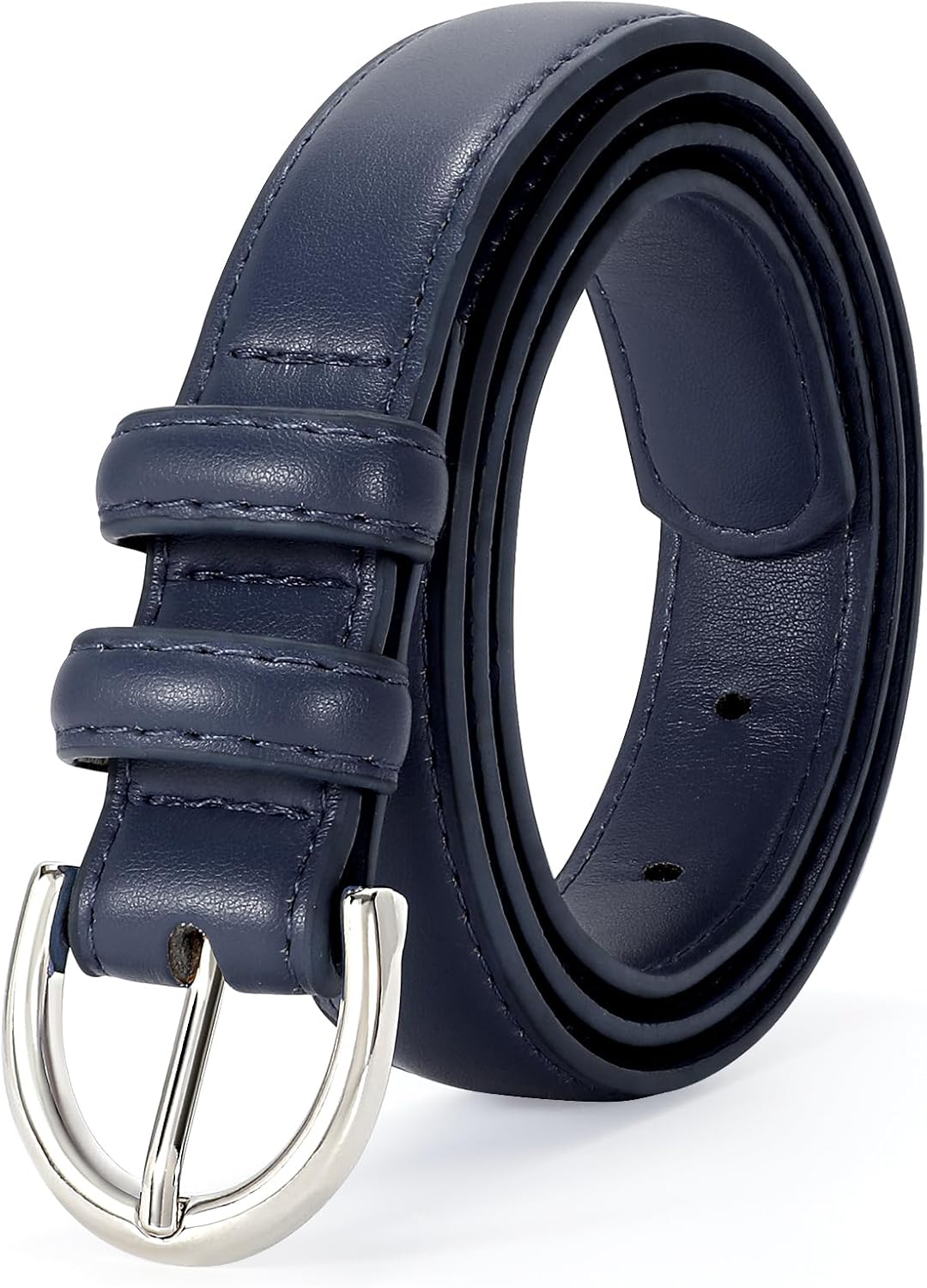 SANSTHS Women Leather Belt for Jeans Pants Fashion Ladies Skinny Belt for Dresses Thin Belt with Single Prong Buckle - Image 7