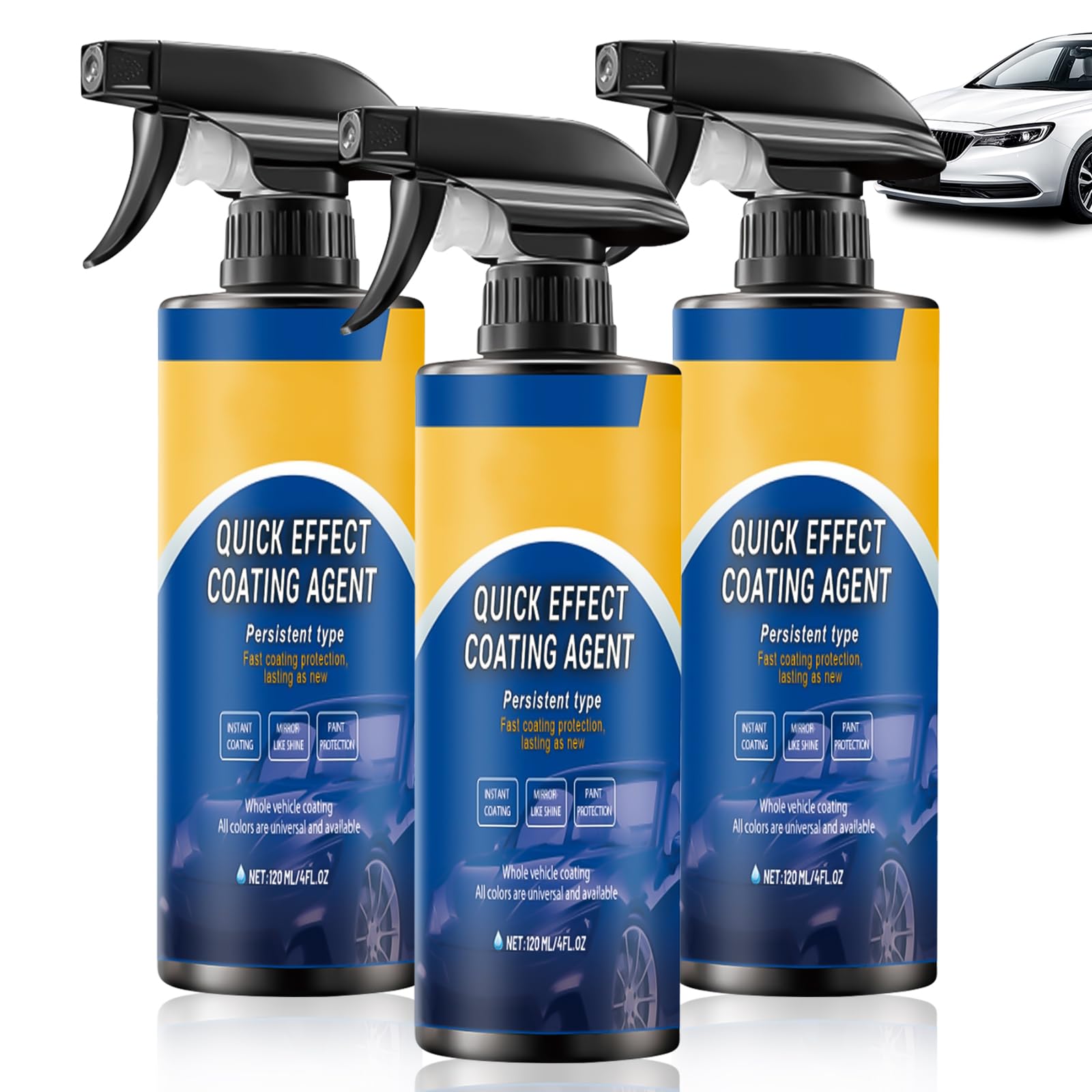 Quick Effect Coating Agent for Car, 3 Stuck Auto-Beschichtungsspray, Multifunktionales Schnellwirkungs-Beschichtungsmittel, Autos Kratzer Entferner, Beschichtungsspray Autolack, Wasserfestes