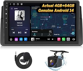 Eonon Car Stereo 4+64GB for BMW 3 Series 325i 330i M3 E46 1998-2006, Android 14 Wireless CarPlay Stereo, 9 Inch Touchscreen Android Auto Radio, Bluetooth/SWC/GPS, E46X7A